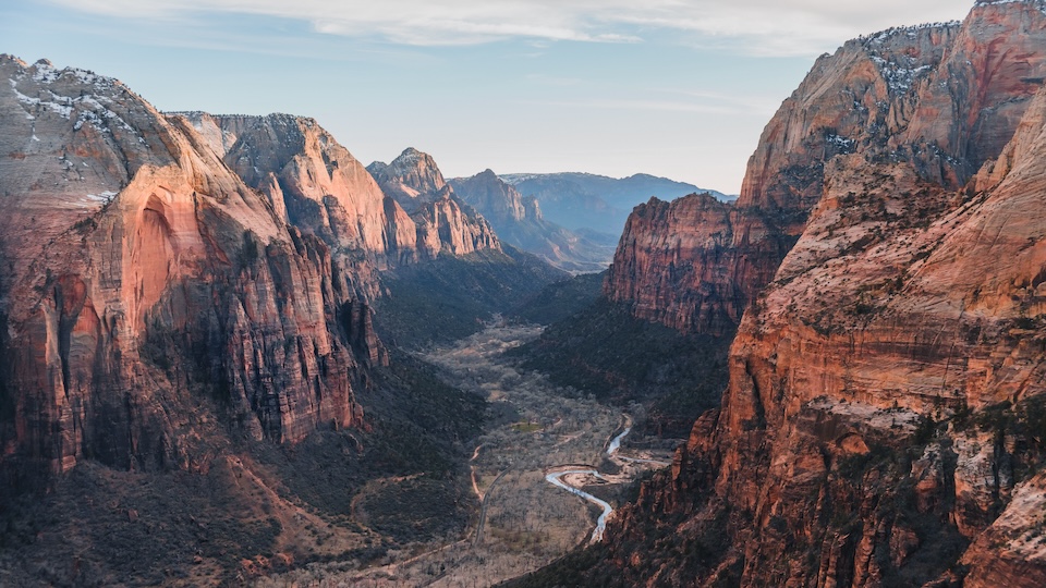 Zion canyon at dawn